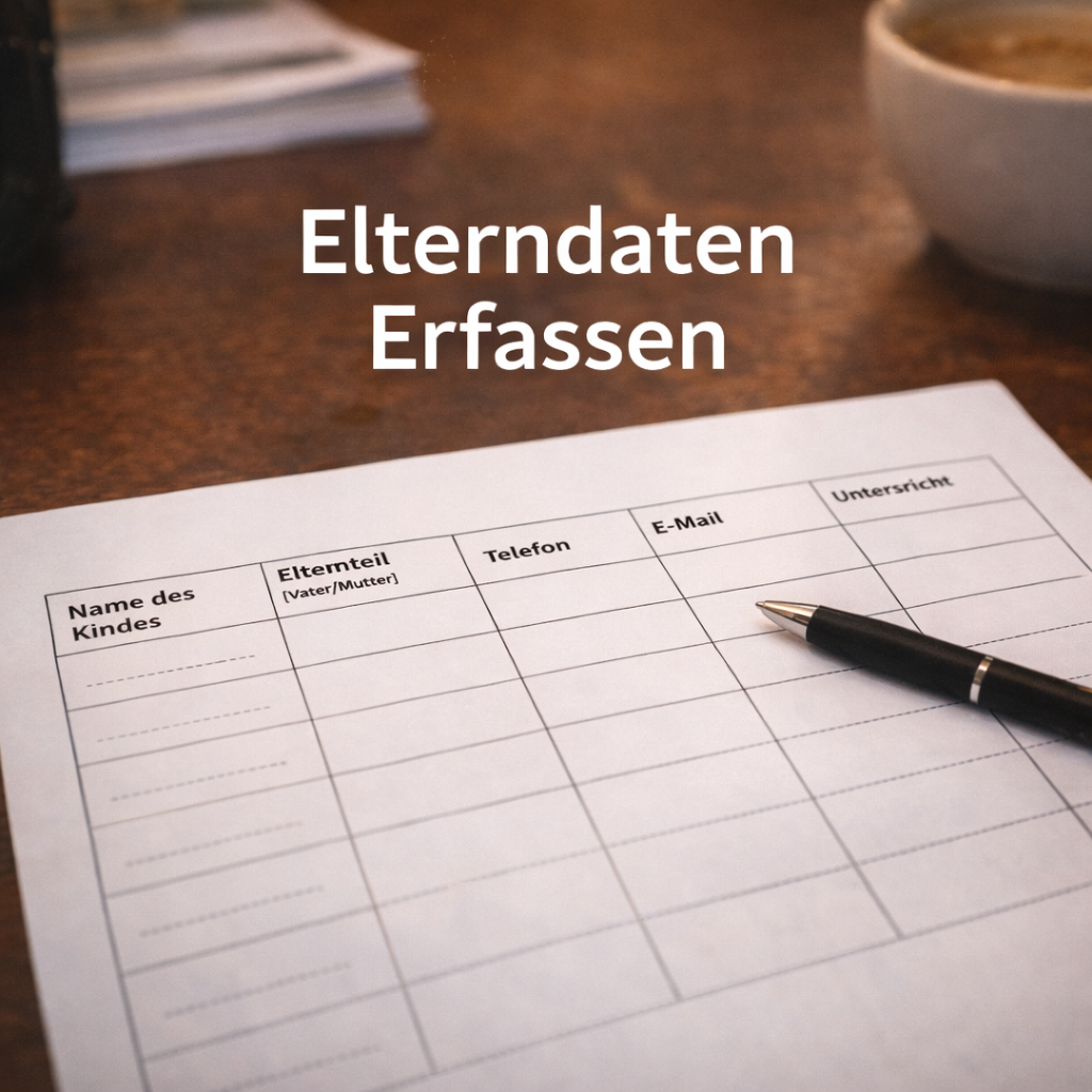 Elterndaten erfassen Kommunion