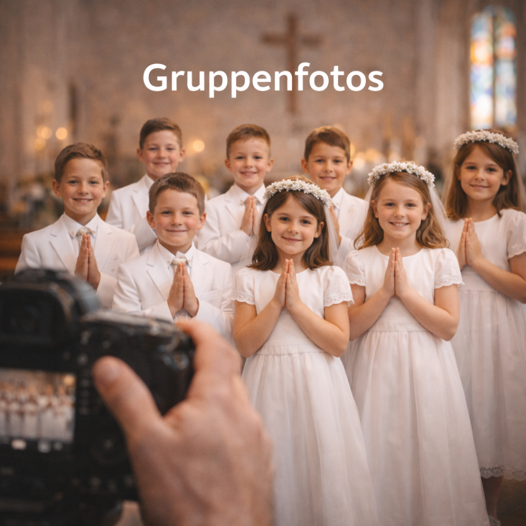 Gruppenfotos auf einer Erstkommunion organisieren